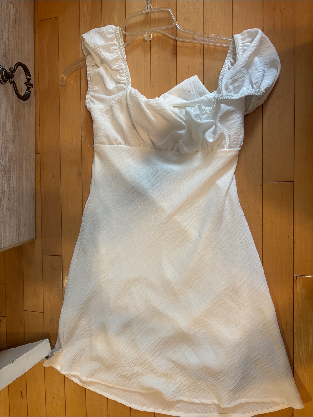 Altar'd State White Puff Sleeve Ruffled Mini Dress